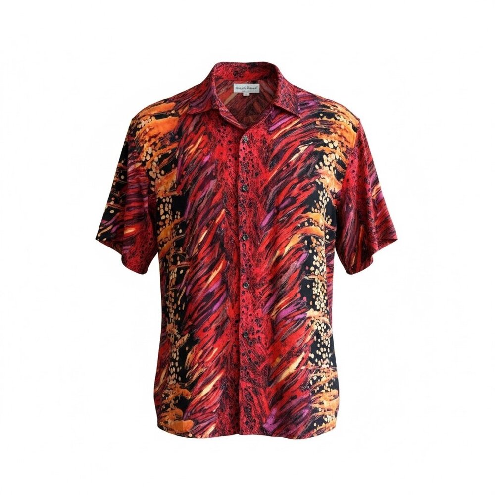 Giorgio Danieli Men's Italy Disco Shirt Colorful Short Sleeve Cupro Size Medium